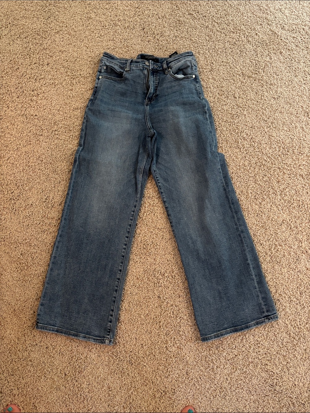 Liverpool Jeans Company Wide-Leg High-Rise Jeans in Faded Blue